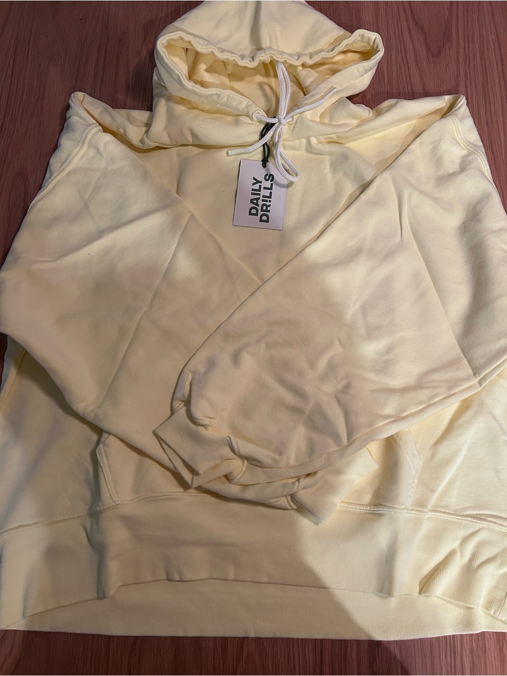 Daily Drills Oversized Paracord Hoodie - Lemonade w/ Monochrome Patch M/L NWT